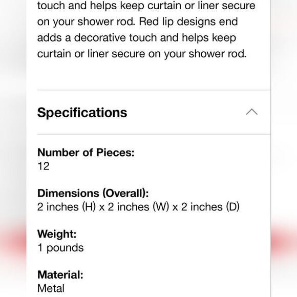 At Home Red Lip Shaped Shower Curtain Rings - Picture 8 of 9